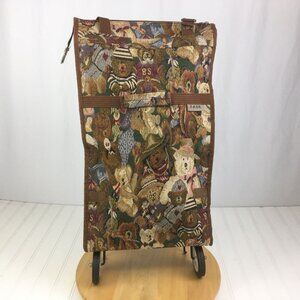 Jade Teddy Bear Tapestry Packable Rolling Tote Bag SEE CONDITION